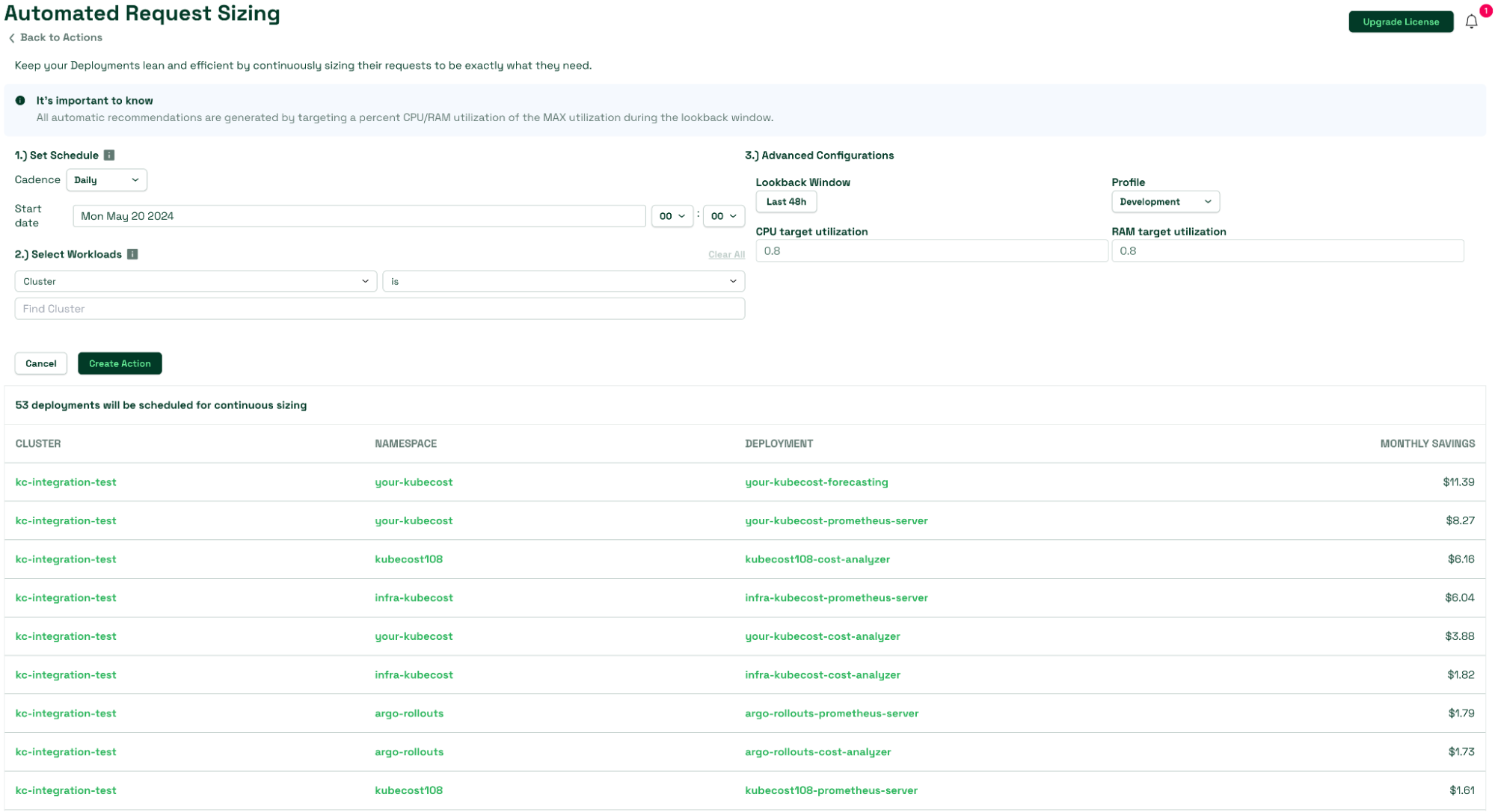 Automated Request Sizing