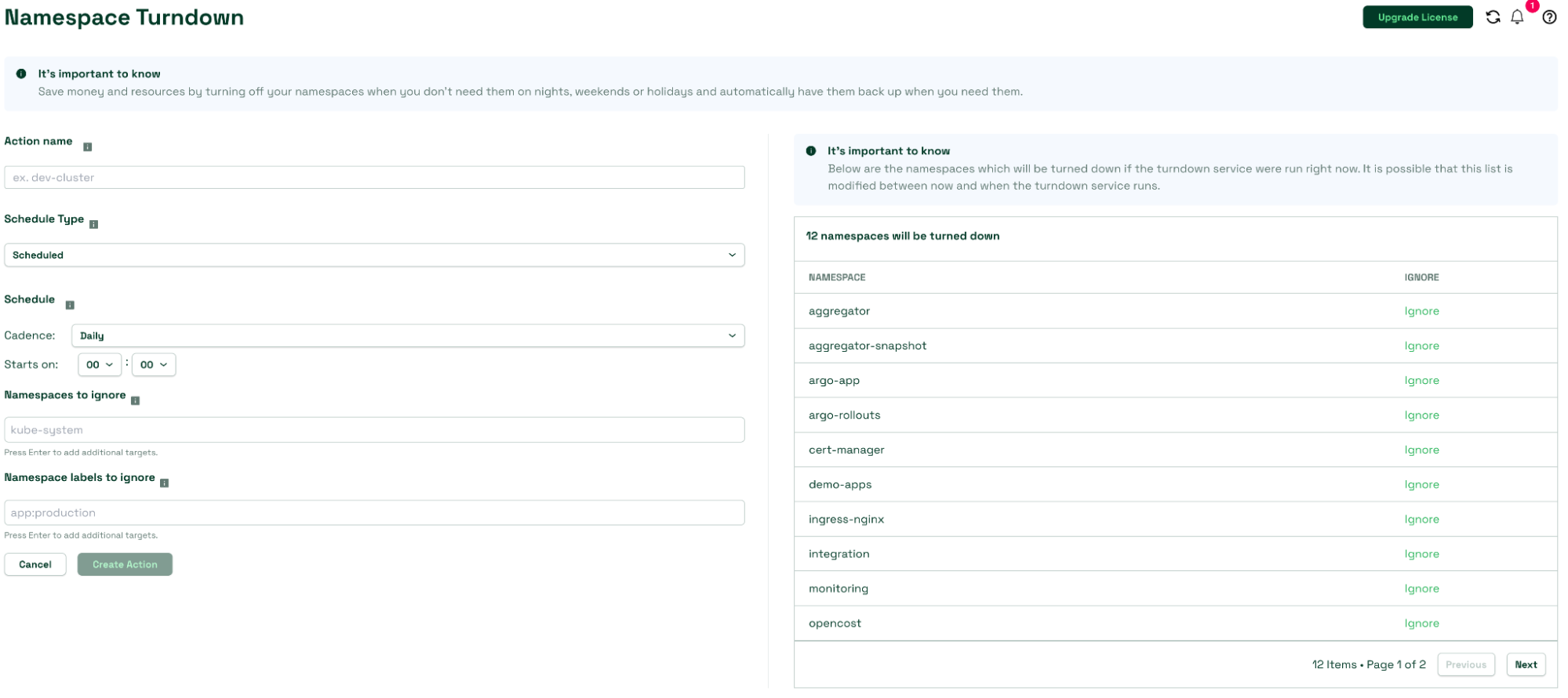 Namespace Turndown