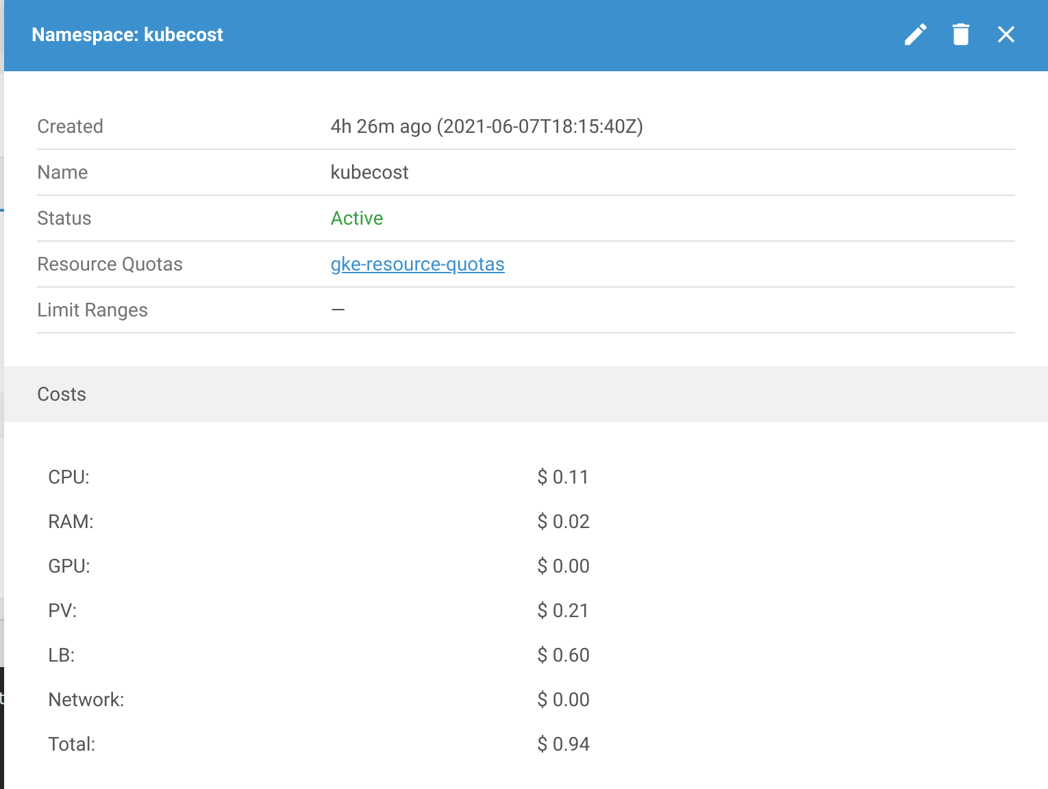 See the new Costs panel in the Lens UI