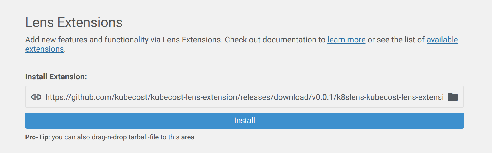 Install Kubecost Lens extension