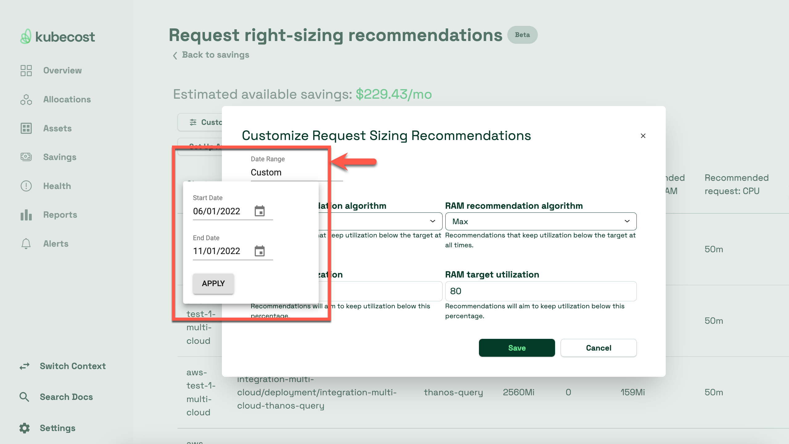 Metrics for Rightsizing