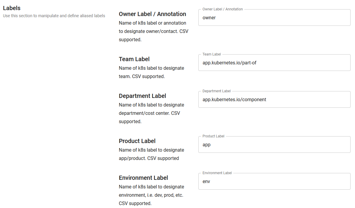 Custom label mapping