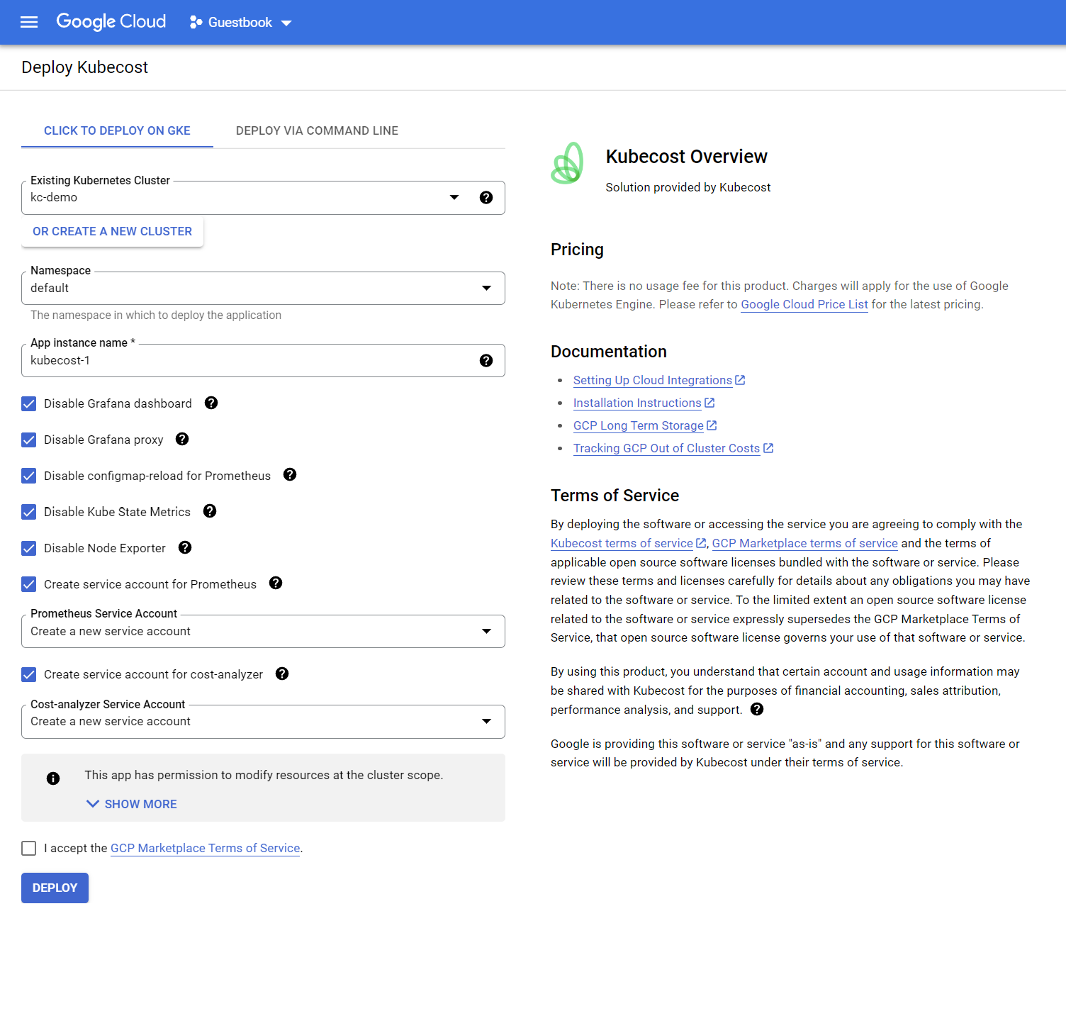 kubecost-gcp-configure