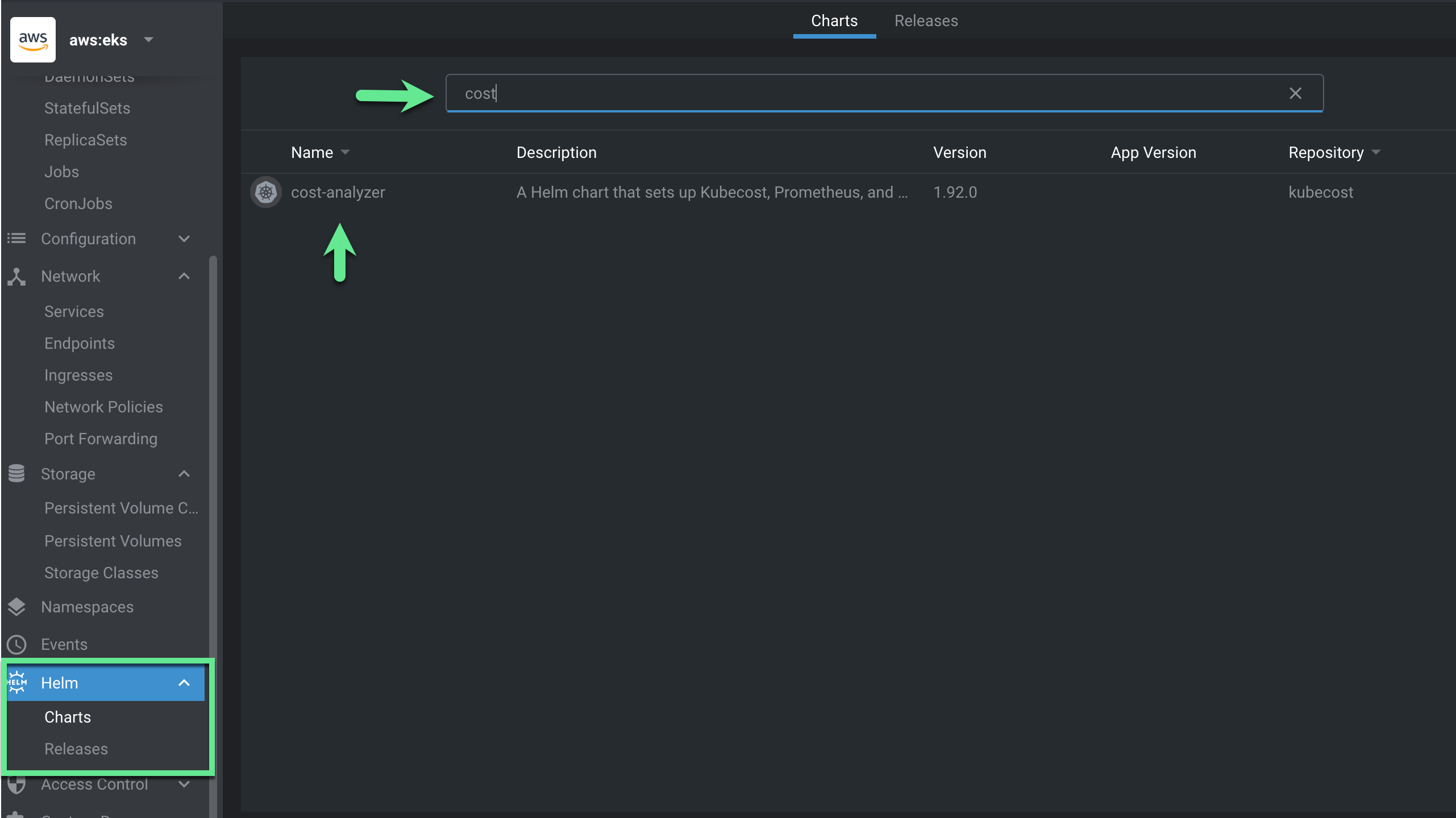 Install and manage your Kubecost Helm Chart using Lens IDE